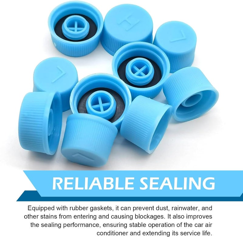 DACIRTY 10 PCS Car A/C Valve Core Caps, Leakproof Air Conditioning Hose Valve Covers with "H/L" Distinction on Top, High and Low Pressure Port Covers, Air Conditioning Valve Core Nuts (Blue) - Image 5